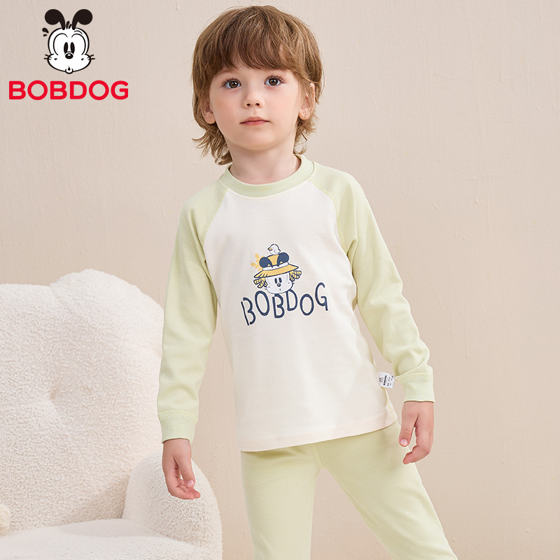 100%全棉260克巴布豆儿童秋衣秋裤套装韩版男童长袖家居服睡衣