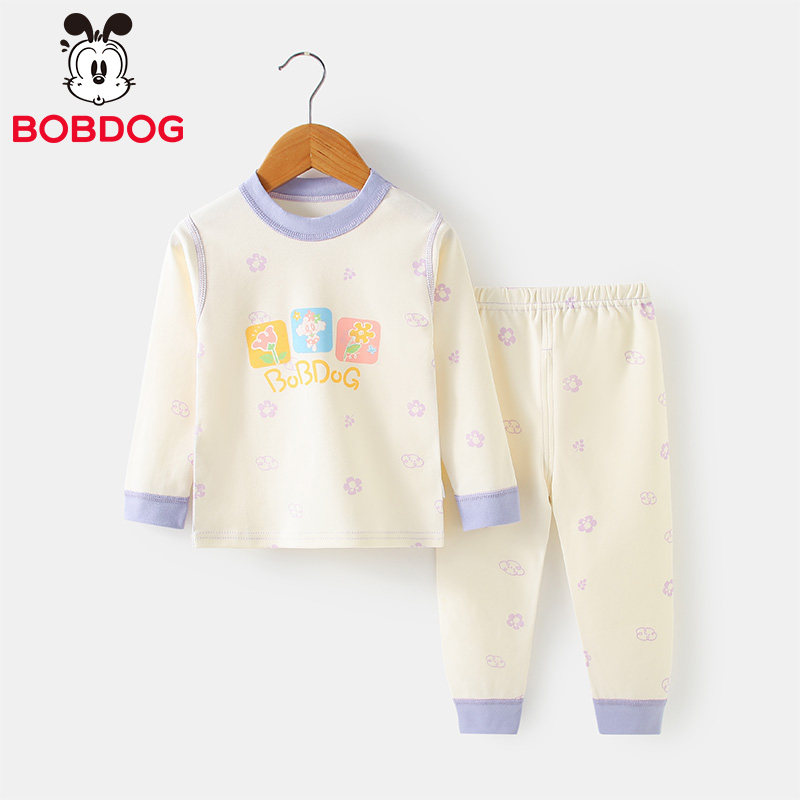 100%全棉巴布豆儿童秋衣秋裤套装韩版女童长袖内衣家居服宝宝睡衣