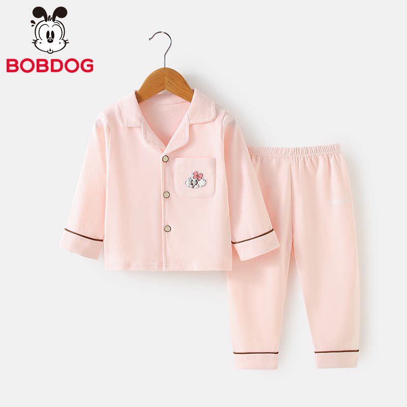 100%全棉260克巴布豆儿童秋衣秋裤套装韩版女童长袖家居服睡衣