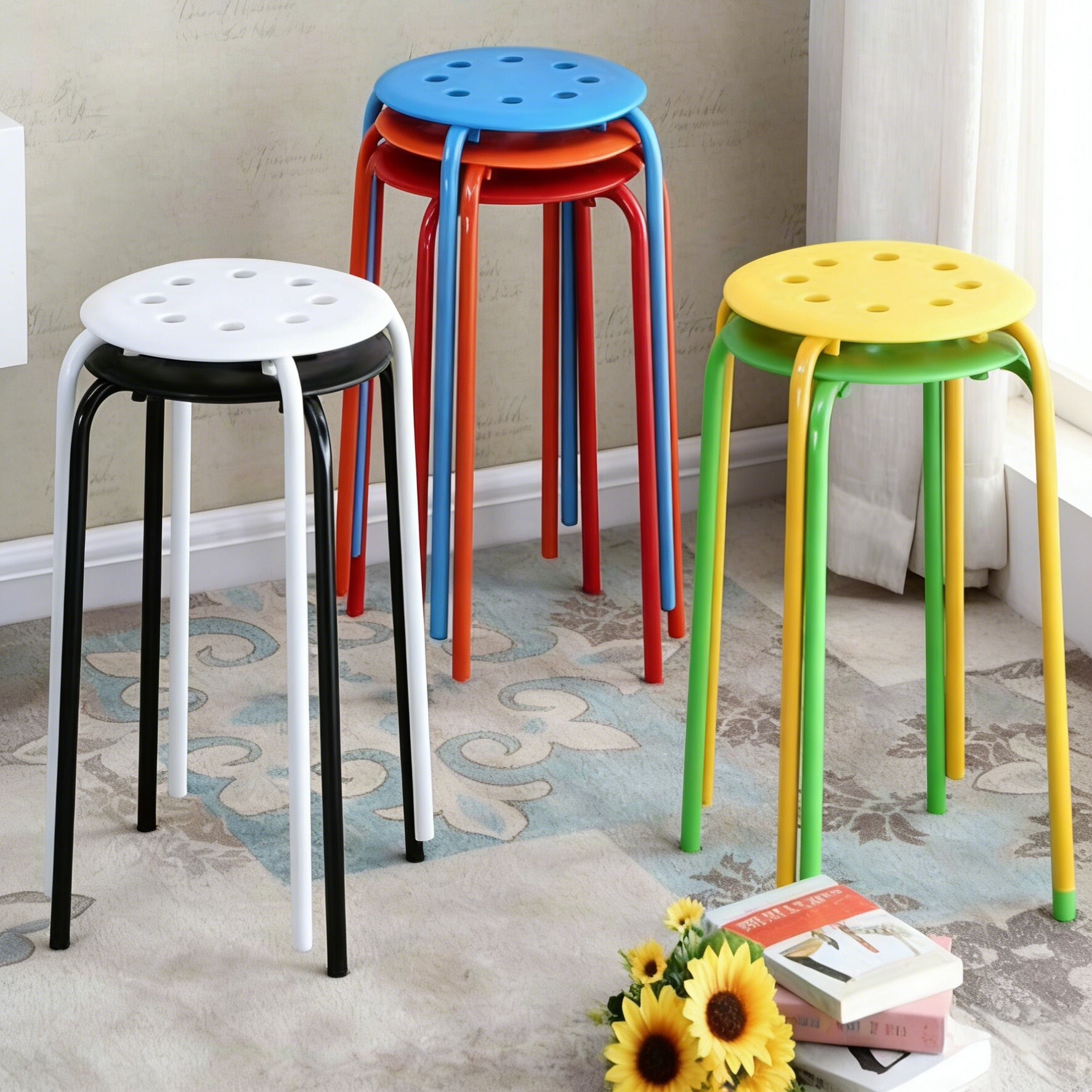 塑料凳子家用餐桌凳加厚成人高圆凳简约小板凳时尚彩色会议凳包邮