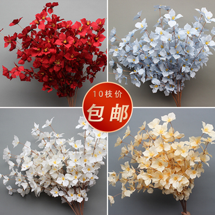 10枝装仿真合欢花婚庆装饰布置假花路引花插花块装花婚礼花艺花材