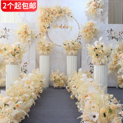 香槟系仿真花婚礼布置花点排花路引花角花挂花T台舞台迎宾装饰花