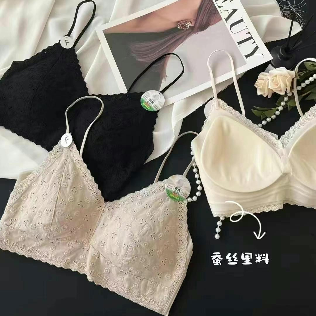 欧洲站2025春夏新款欧货重工刺绣蕾丝花边细带抹胸镂空美背裹胸女