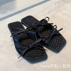 夏季网红MONA同款蝴蝶结系带平底拖鞋女韩版休闲罗马沙滩凉拖鞋潮