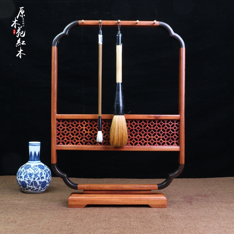 红木实木毛笔架笔挂木质桌面收纳