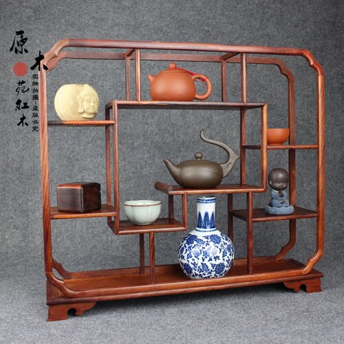 中式仿古实木博古架茶壶架小多宝格木制多宝阁小型博古架展示促销 - 封面