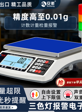 正品安衡带报警三色警示灯上下限报警桌秤电子秤台秤10kg15kg30kg