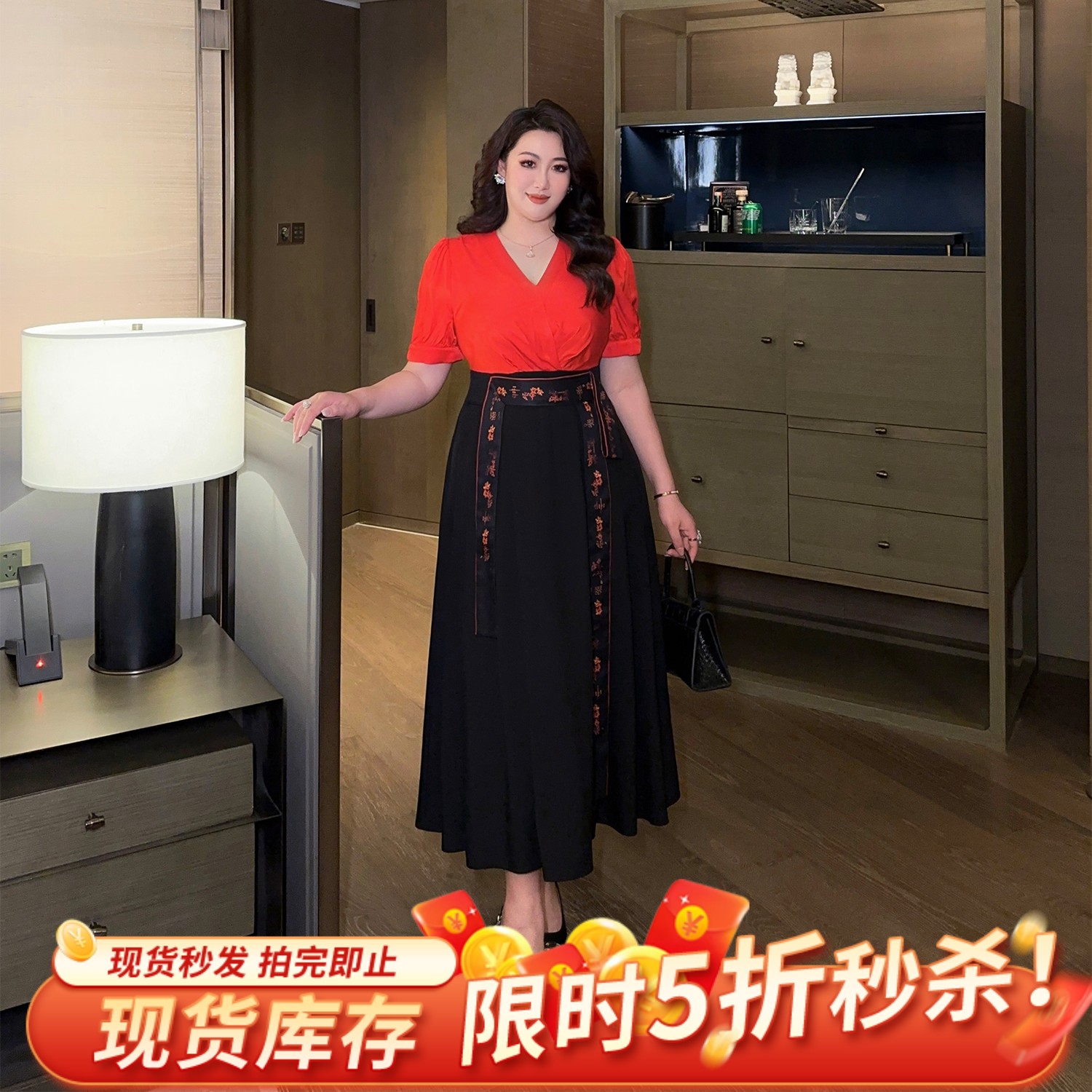 大码女装国风复古时尚优雅连衣裙