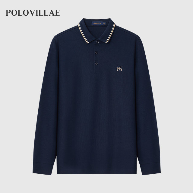 polovillae保罗威特男装专柜春季新款商务纯色长袖polo衫ABQS616