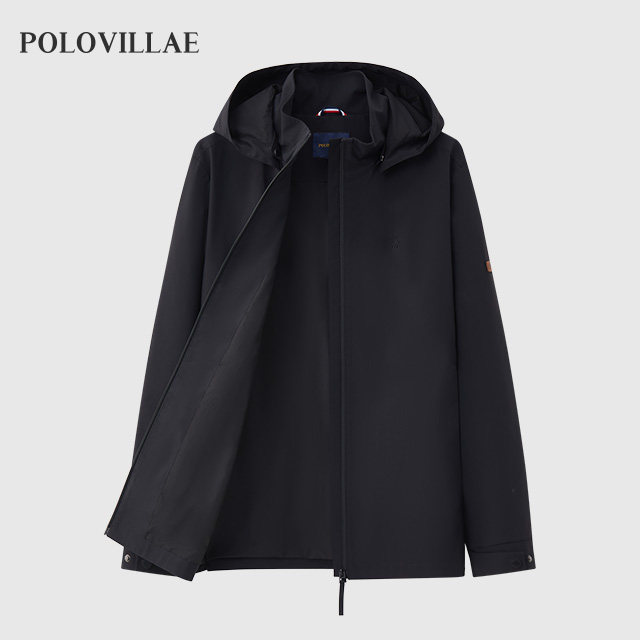 Polovillae专柜男士防风简约黑色夹克男通勤日常百搭外套AEQF368