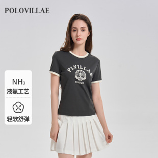 polovillae保罗威特女士圆领柔软透气夏季 女日常T恤AARH622 短袖