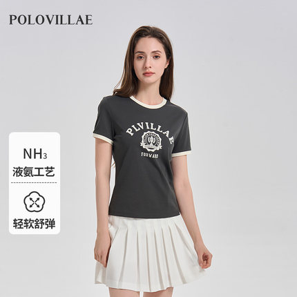 polovillae保罗威特女士圆领柔软透气夏季短袖女日常T恤AARH622