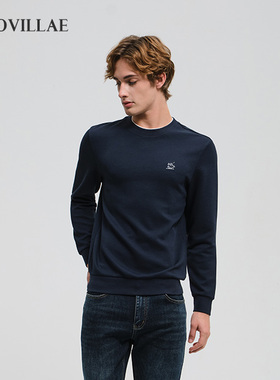 Polovillae男士商务休闲纯色圆领长袖卫衣男上衣男长袖T恤ABQF153