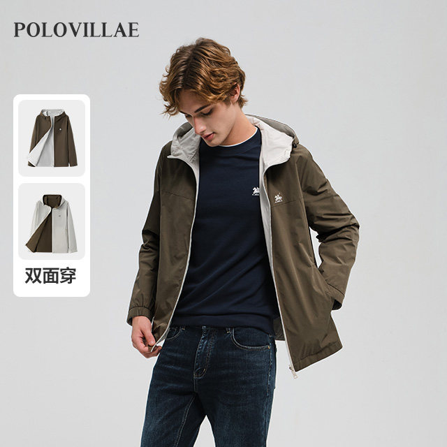 polovillae /保罗威特专柜同款简约双面穿连帽外套男夹克AEQF350