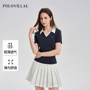 polovillae保罗专柜同款简约夏季舒适纯色短袖Polo衫女t恤AARH611