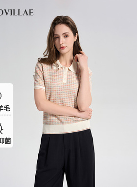 Polovillae保罗女士专柜同款翻领小香风短袖t恤女装polo衫BZRH707