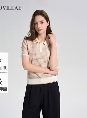 Polovillae保罗女士专柜同款翻领小香风短袖t恤女装polo衫BZRH707