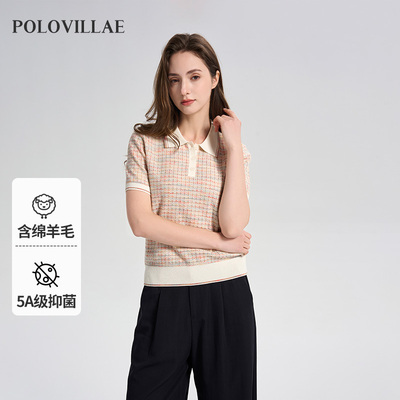 Polovillae保罗女士专柜同款翻领小香风短袖t恤女装polo衫BZRH707