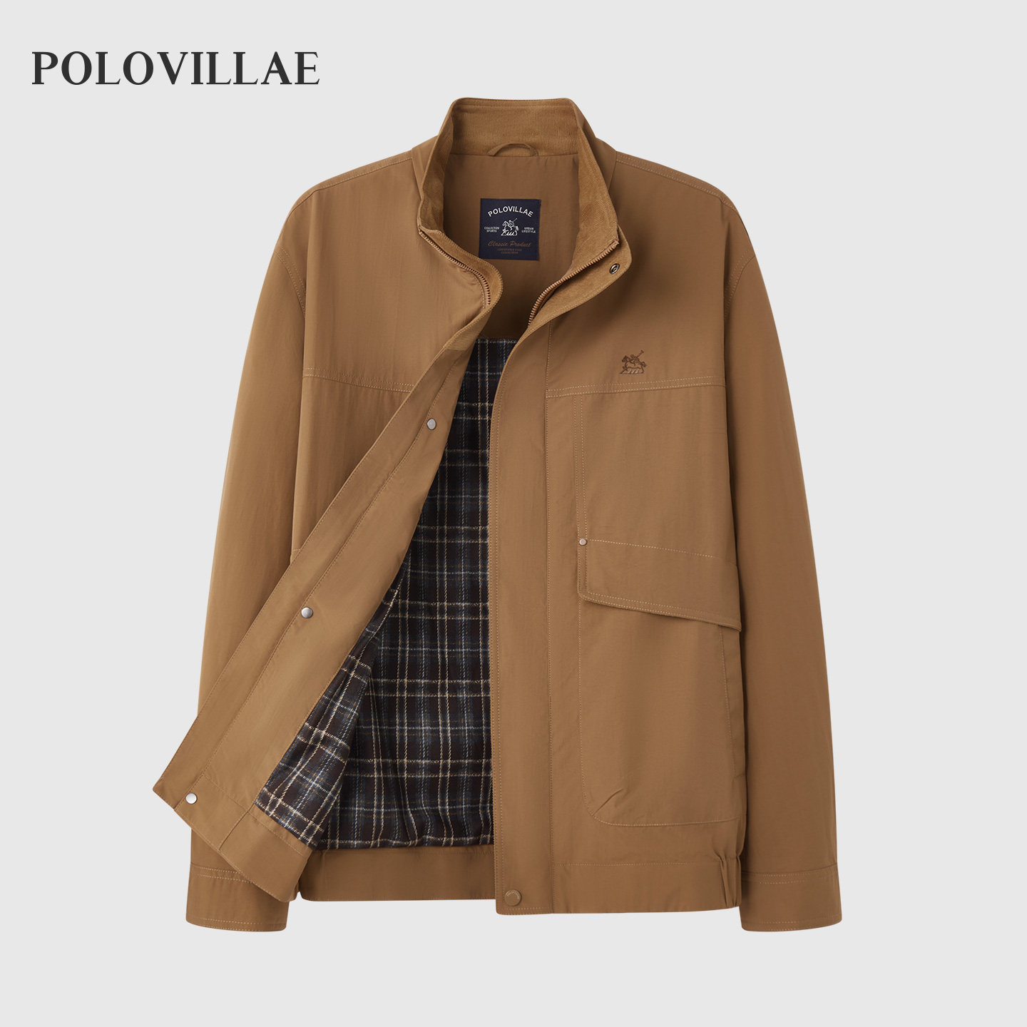 polovillae男装秋季立领工装短款夹克外套男士通勤上衣AERF270