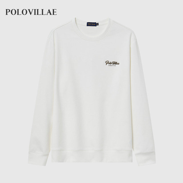 polo保罗威特圆领白色卫衣2024秋季新款上衣舒适百搭衣服ABPF206