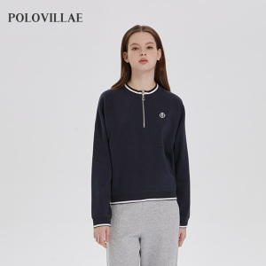 Polovillae女士专柜同款宽松半拉链卫衣女日常运动女外套ABQF809
