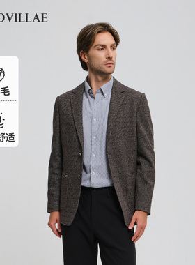 Polovillae男士商务休闲羊毛西装外套男上衣工作通勤西服AIQF377