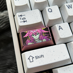 八重神子 1.75U Caps键帽 彩色钛合金个性键帽 金属键帽阳极工艺