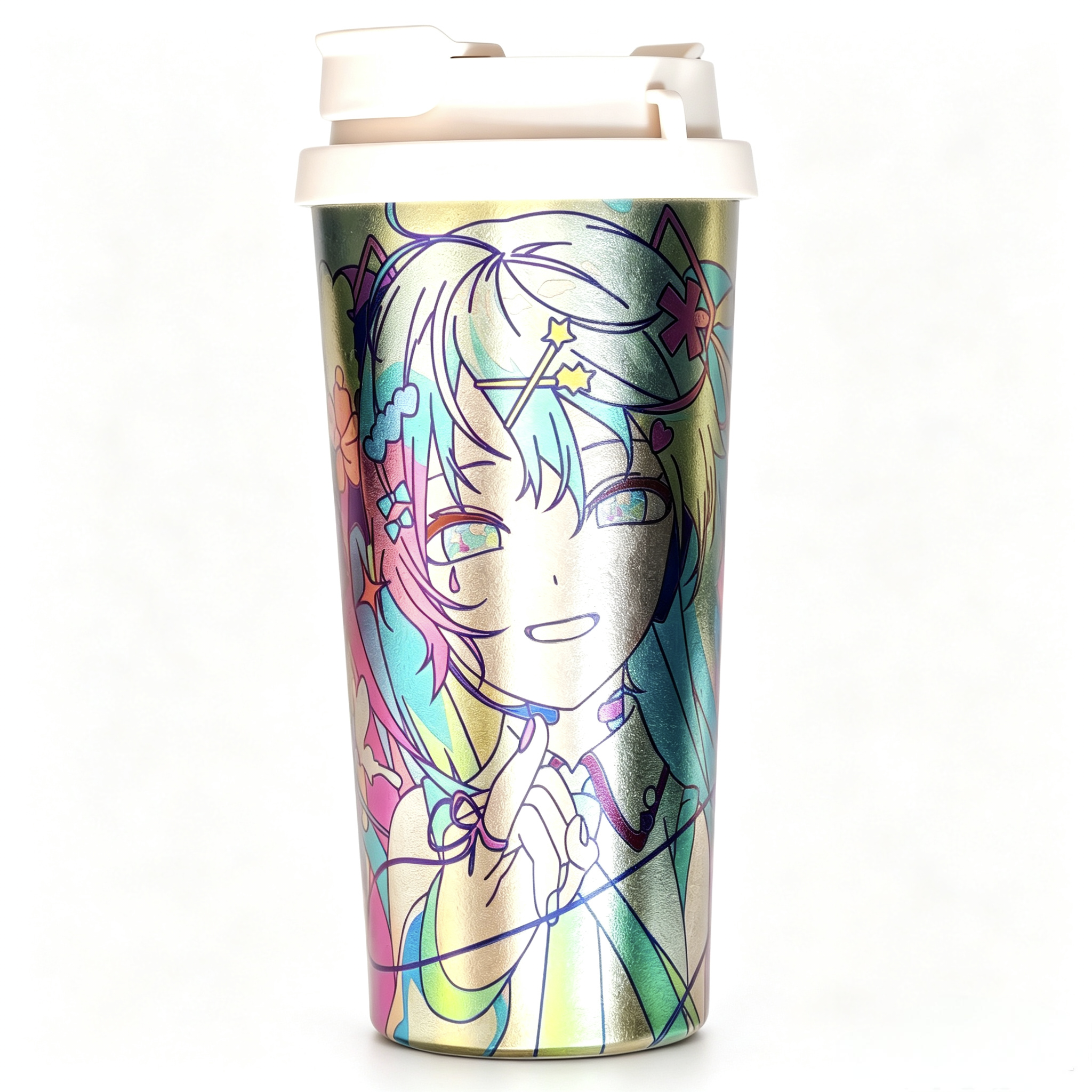 初音未来动漫纯钛咖啡杯保温水杯彩绘双层大容量支持来图定制