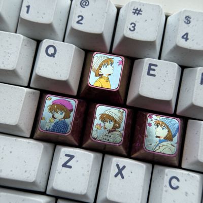 动漫主题WASD组合彩色钛合金键帽机械键盘个性金属键帽