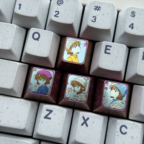 动漫主题WASD组合彩色钛合金键帽机械键盘个性金属键帽