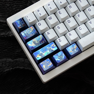 星夜猫 星空套装 彩色钛合金键帽个性定制金属键帽阳极工艺 冰晶