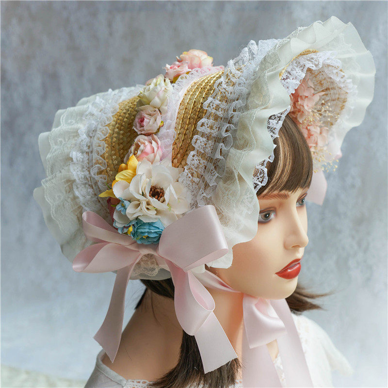 茶会lolita波奈特扁帽洛丽塔帽子