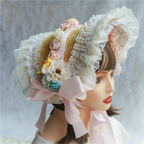 茶会lolita波奈特扁帽洛丽塔帽子