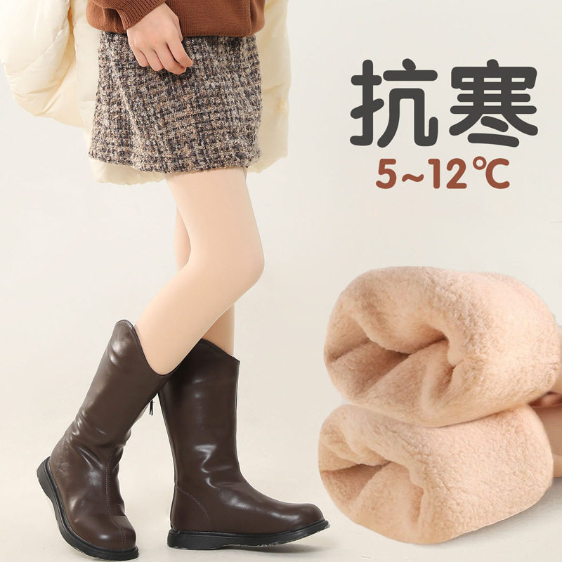 女童光腿神器加绒秋冬款儿童肉色加厚连裤袜女宝宝冬季肤色打底裤