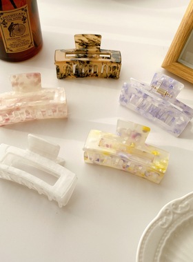 韩版亚克力大号方形抓夹女少女清新气质发夹鲨鱼夹发卡夹子发饰