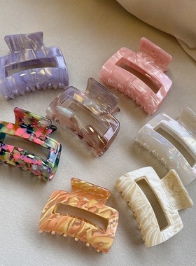 气质醋酸矩形抓夹女后脑勺半扎发夹子高级感盘发法式复古发卡头饰