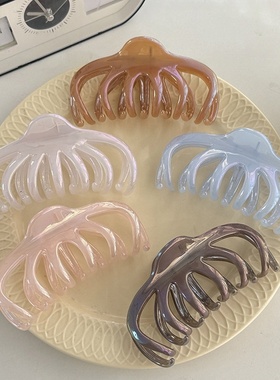 新款韩式大号抓夹发量多鲨鱼夹后脑勺果冻色简约发饰