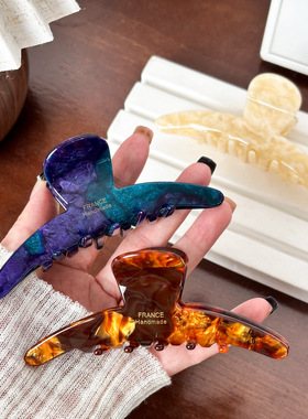 法式france金标优雅气质抓夹女大号鲨鱼夹子半扎盘发醋酸发夹子