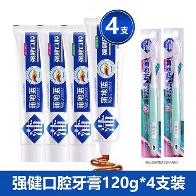 蒲地蓝牙膏成人120g强健牙膏清新口气减轻牙龈问题孕妇清火口腔新