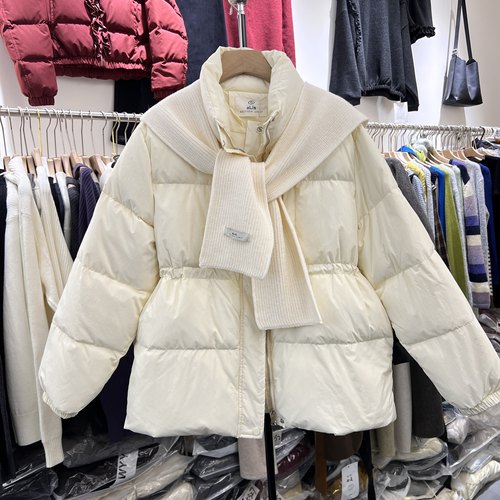 2025冬季新款韩版收腰显瘦休闲针织披肩羽绒服女面包服外套97775