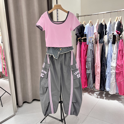 辣妹风2025夏新款时尚休闲运动套装女宽松显瘦卫衣阔腿裤两件套