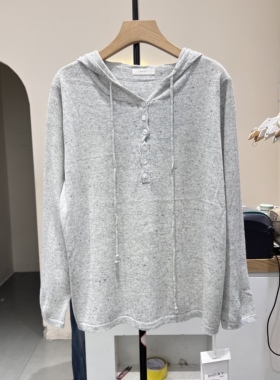 韩系连帽针织开衫秋冬大衣针织打底衫开衫外套春纯色上衣帽衫6350