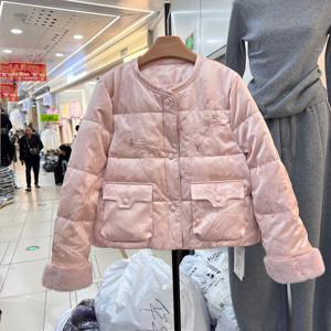 凡爱8619刺绣兰花新国标90白鸭绒新中式国风短款羽绒服25冬季新款