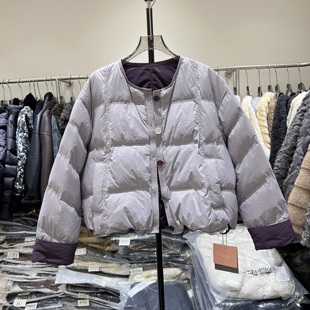 韩系圆领亮面洋气轻薄短羽绒服女小个子面包服外套独特超好看7017