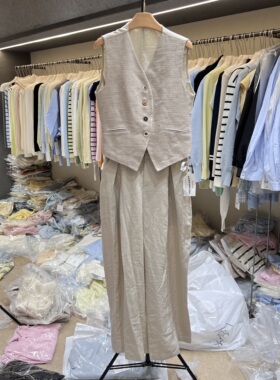 2026春夏新款韩版时尚显瘦无袖针织马甲背心休闲裤套装女26019