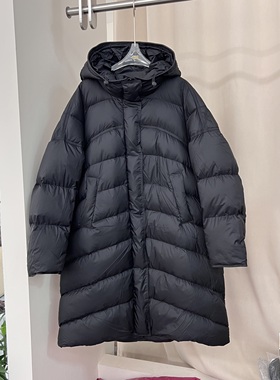 欧货2025冬新款连帽中长款羽绒服女宽松显瘦加厚白鸭绒外套88208