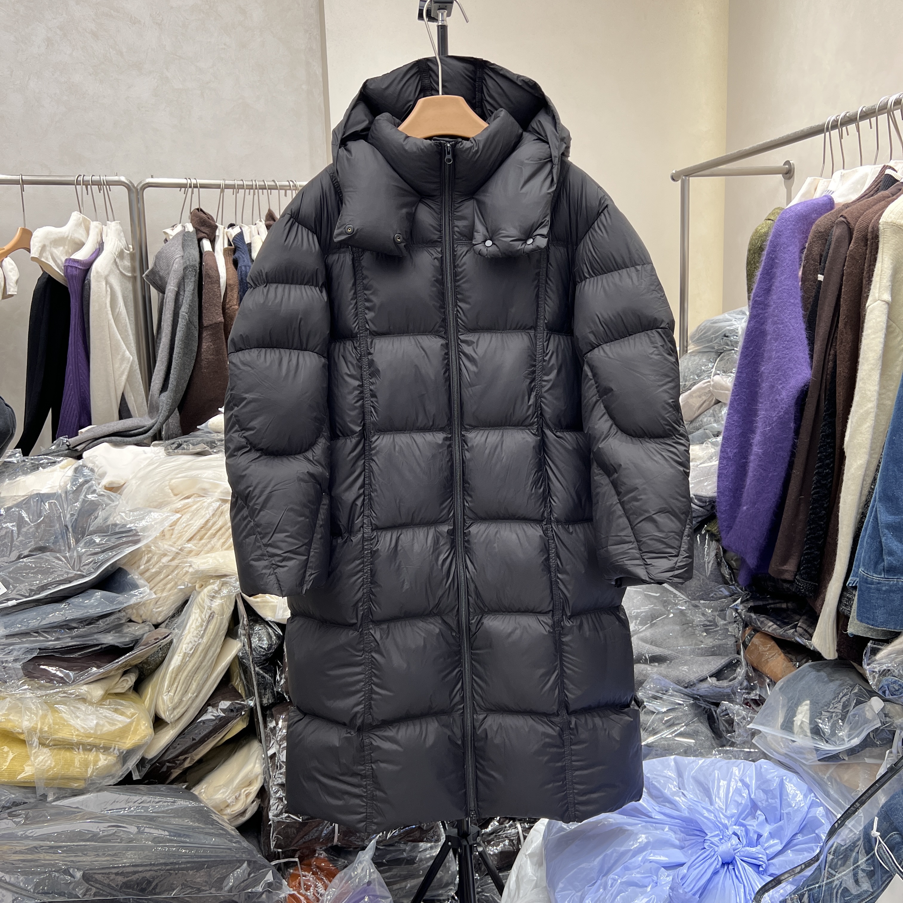 韩版2025冬季新款泡芙羽绒服女中长款连帽时尚保暖90白鸭绒外套潮