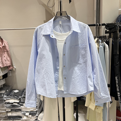 2026春季新款韩版时尚翻领长袖衬衫女+背心宽松显瘦百搭上衣62009