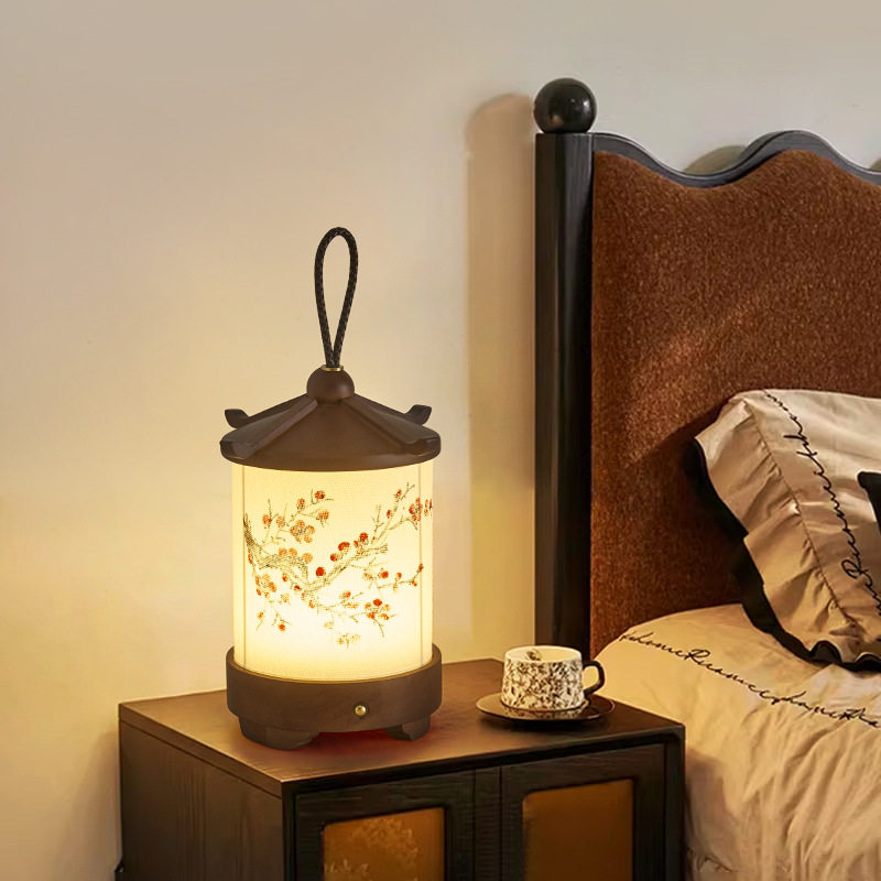复古风禅意中式美学卧室床头小夜灯民宿书房装饰氛围充电台灯摆件