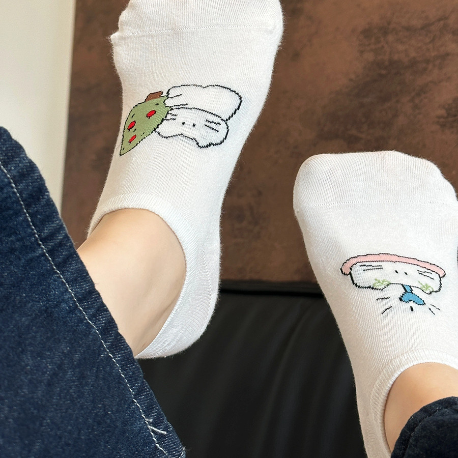 少女可爱小狗袜子春秋新款百搭卡通日系卷边舒适隐形不掉跟船袜